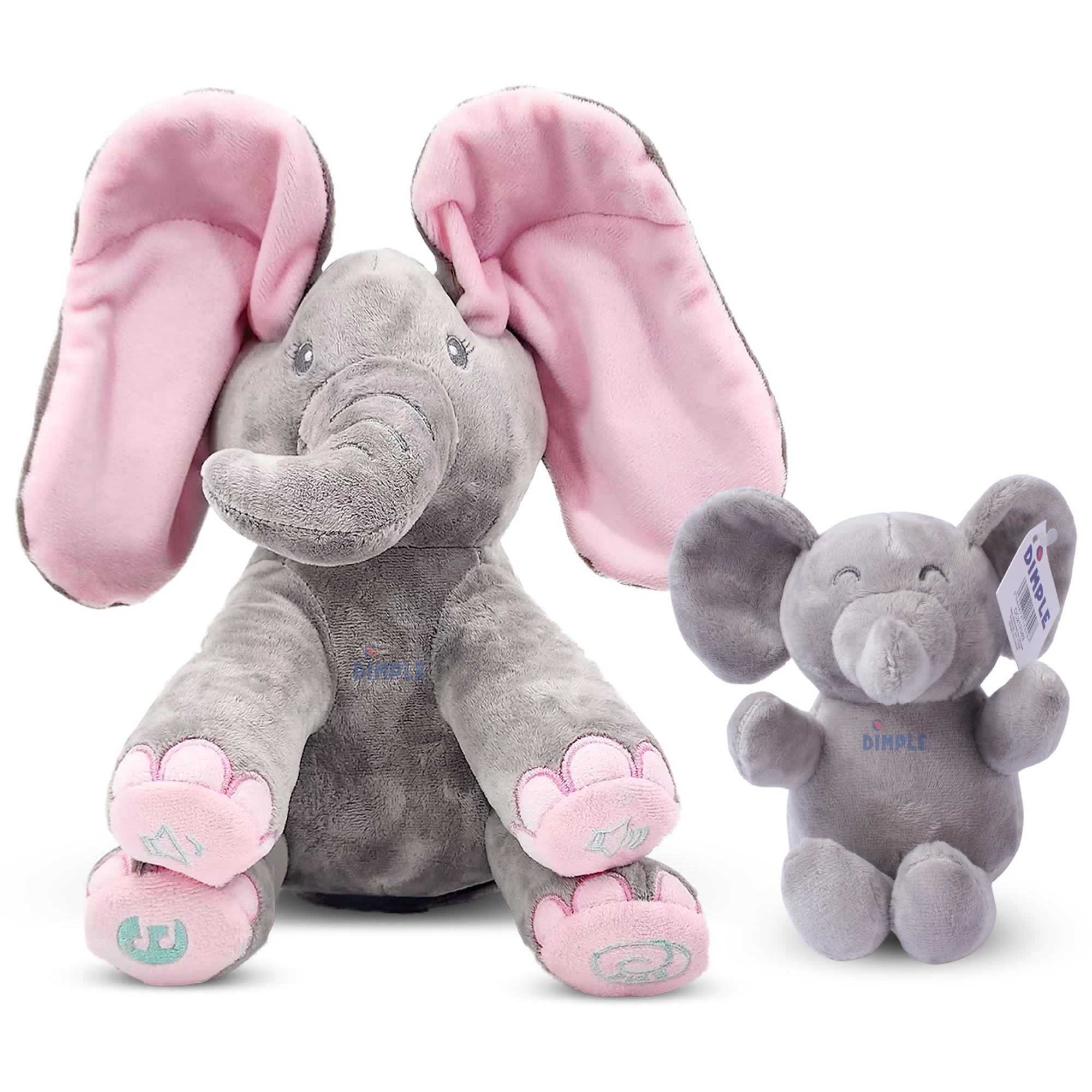 Stuffed Elephant Set - Kaia Interactive Musical Peek-A-Boo Elephant Stuffed Animal Toy & Soft Plush Baby Elephant Gift for Birthday Baptism Baby Shower Stuffed Toy for Toddlers & Kids Ages 0 -Up