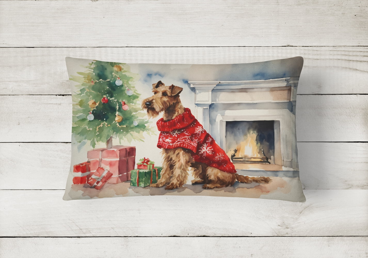 Irish Terrier Cozy Christmas Throw Pillow 12 in x 16 in