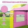 thumbnail image 6 of Costway 10 x 10 FT Pop up Canopy Tent with Sidewalls & Awning, Wheeled Bag, Sandbags, Stake Pink, 6 of 10