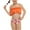 Orange, variant on Fesfesfes Girls Summer Swimsuits Casual Cute Floral Print Double Ruffle Sling Swimwear Beach Swimsuits Split Two-Piece Bikini Sets