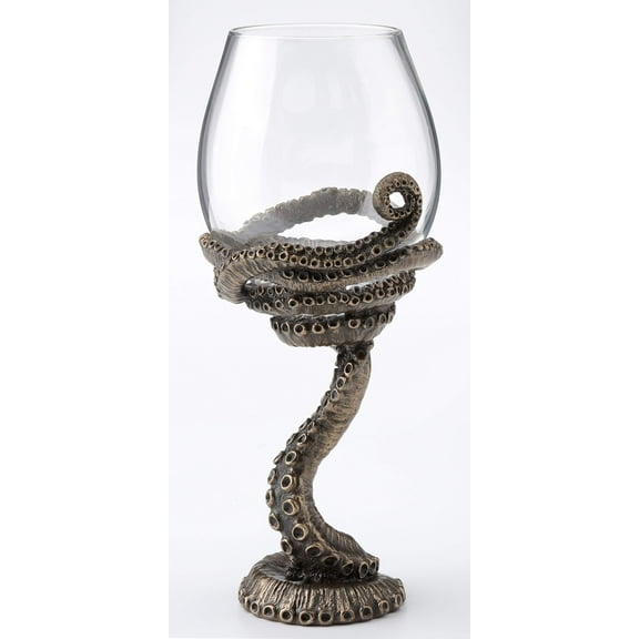 Veronese Design 9.75 Inch Steampunk Octopus Tentacle Occult Wine Glass Antique Bronze Finish