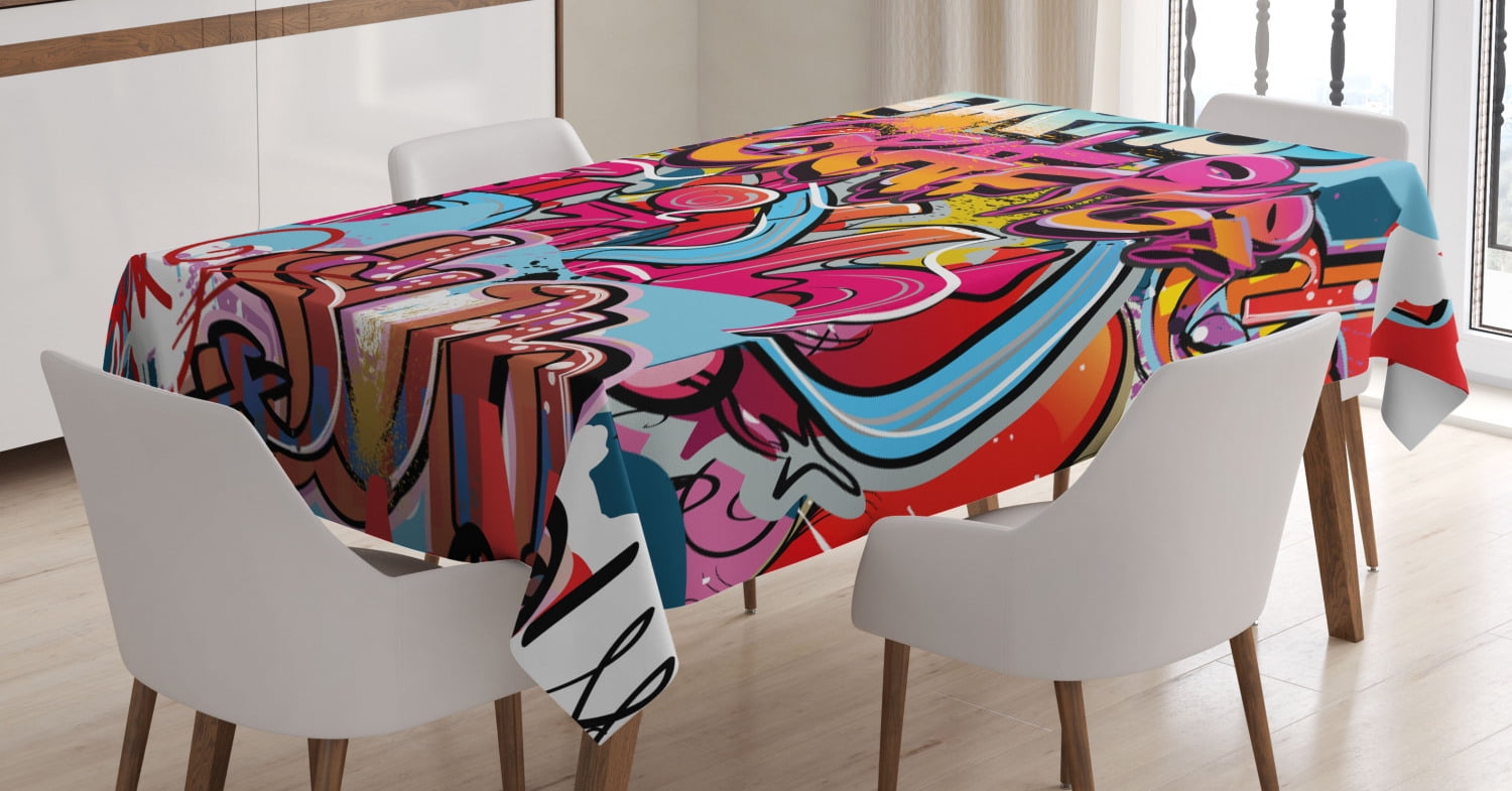 Graphic Decor Tablecloth, Hip Hop Street Culture Harlem New York Wall