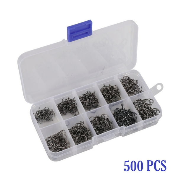 500pcs Fish Hooks Set Outdoor Fishing Carbon Steel Single Claw Jig Barb