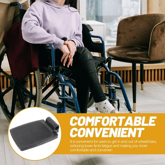Pretyzoom 1 Pair of Stable Wheelchair Foot Plates Black Plastic for Elderly Athletes