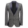 thumbnail image 1 of Men"s Party Leopard Print Blazer, Notched Lapel Lightweight Suit Jacket -bba, 1 of 5
