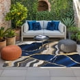 thumbnail image 2 of Blue Marble Outdoor Rug for Patio/Deck/Porch, Non-Slip Large Area Rug 6 x 9 Ft, Grey Gold Texture Vintage Farmhouse Art Indoor Outdoor Rugs Washable Area Rugs, Reversible Camping Rug Carpet Runner, 2 of 8