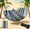 Blue & Green Stripes, variant on DEA Boho Macrame Single Hammock with Hanging Ropes & Elegant Tassels, 78.8x39.4 Portable Cotton Hammock for Patio Backyard Porch, 300LBS Weight Capacity Perfect for Outdoor/Indoor - Beige Color