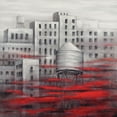 thumbnail image 2 of Atelier B Art Studio 20x20 White Modern Wood Framed Museum Art Print Titled - GRAY CITY WITH RED CLOUDS, 2 of 4
