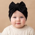 thumbnail image 2 of Splozh Hair Bow Turban Baby Baby Girls Turban Hats with Bow Newborn Caps Bonnets Headwraps for Infants Toddlers,Black,One Size, 2 of 4
