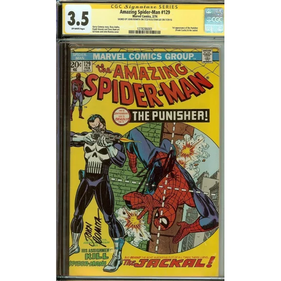 CGC Amazing Spider-Man #129 Signed Stan Lee John Romita 3.5 1st Punisher