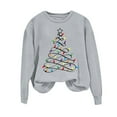 thumbnail image 4 of Women's Vintage Christmas Animal Graphic Round Neck Sweatshirt, Ugly Sweater Long Sleeve Casual Pullover Top, Holiday Party Fashion Blouse,Gray,2XL, 4 of 5
