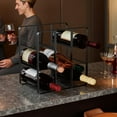 thumbnail image 2 of 9-Bottle Metal Wine Rack, Freestanding Holder Organizer for Red and White Wine, Kitchen Countertop, Pantry, No Assembly Required, Black, 2 of 8