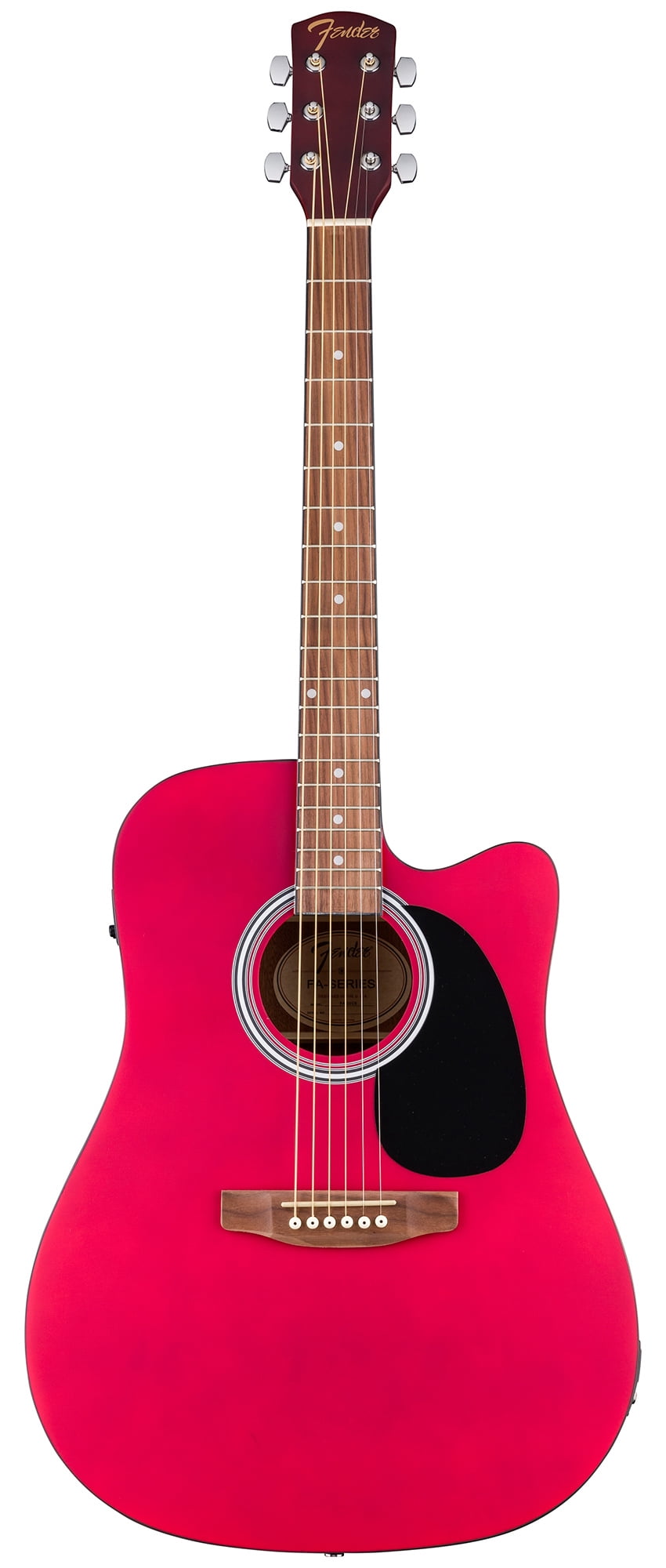 Fender FA Series Dreadnought Acoustic-Electric Guitar - Crimson Red Bundle with Case, Strings, Picks, and Austin Bazaar Instructional DVD