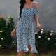 thumbnail image 4 of Vestido tipo suéter con hombros descubiertos y estampado floral con tirantes irregulares y escote en V informal a la moda para mujer Fridja  yut2889, 4 of 9
