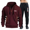 thumbnail image 3 of Conjuntos para hombre 2024, primavera otoño, sudadera con capucha y pantalones con cremallera, 2 piezas, chándal informal, traje deportivo para correr de marca para hombre, 3 of 5