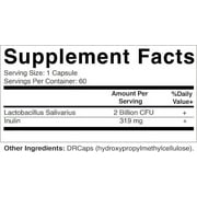 Vitamatic Lactobacillus Salivarius 2 Billion per DR Capsule - 60 Count - Digestive Support - Made with Prebiotic Inulin Fiber