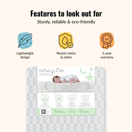 Dream On Me 2 in 1 Cozy Cloud Crib and Toddler Mattress, Taffeta
