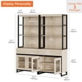 thumbnail image 3 of WAMPAT 2 PCS Modern 72" Tall Bookcase with 2 Drawers and Open Book Shelf, Library Book Shelf with Storage Cabinet and Glass Doors, Wood Freestanding Bookshelves for Home Office, Living Room, Beige, 3 of 11
