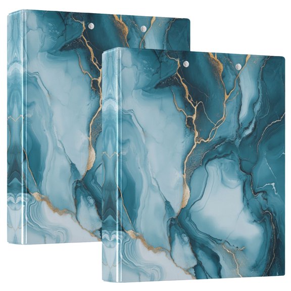 Waterproof PVC Round Ring Binder - D-Rings Clipboard, 200 Page Capacity (1 or 2-Pack), Ideal for Office , Home and School，Abstract Marble Pattern