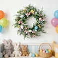thumbnail image 4 of Easter Egg Wreath Decoration Artificial Eucalyptus & Plastic Bunny, Festive Spring Wreath, Wreath Decor Door Hanger Decor for Front Door Wall Home Indoor Outdoor Holiday Celebration, Multicolor, 1pc, 4 of 8