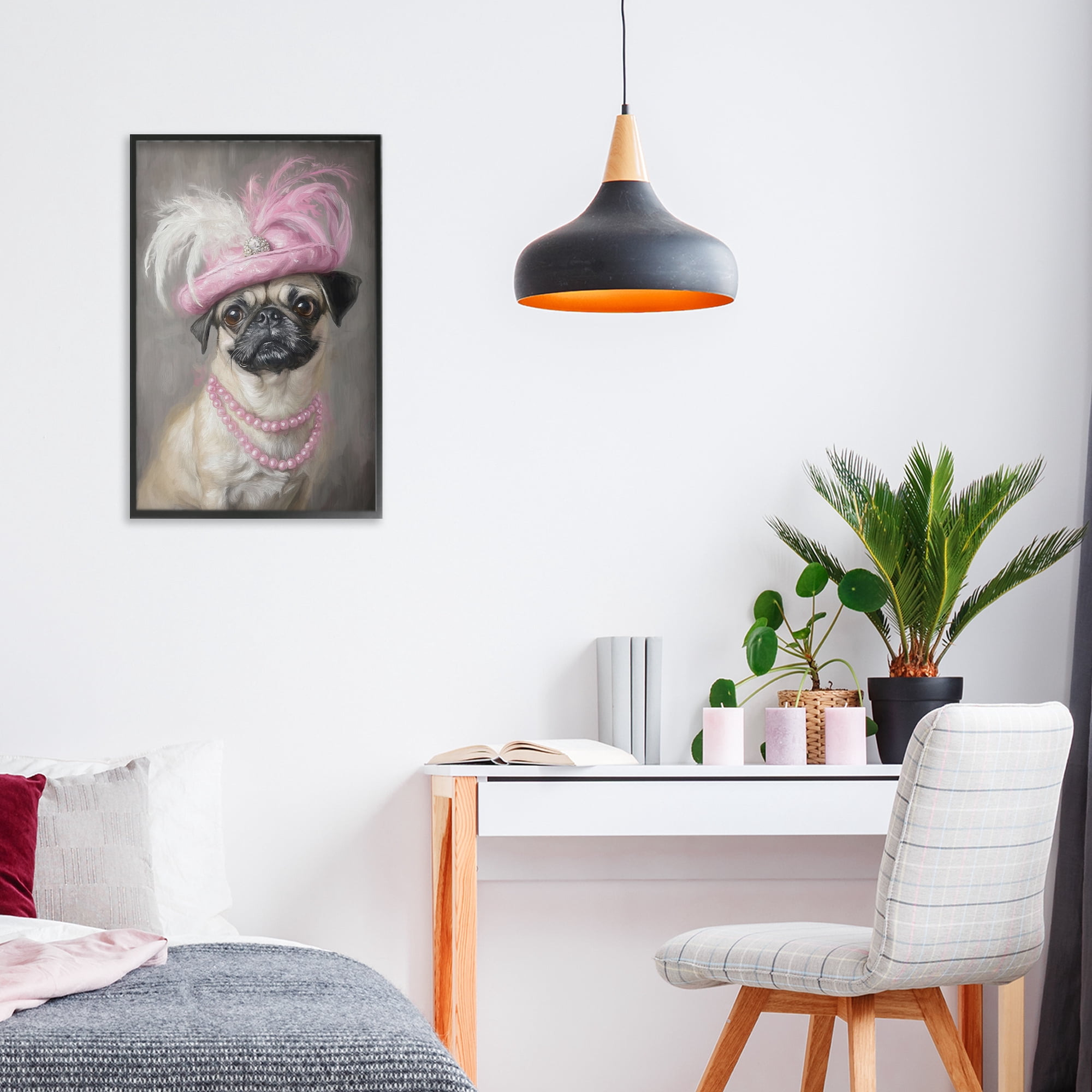 Stupell Industries Lady Pug Portrait Black Framed Giclee Art, design by Tina LeCour