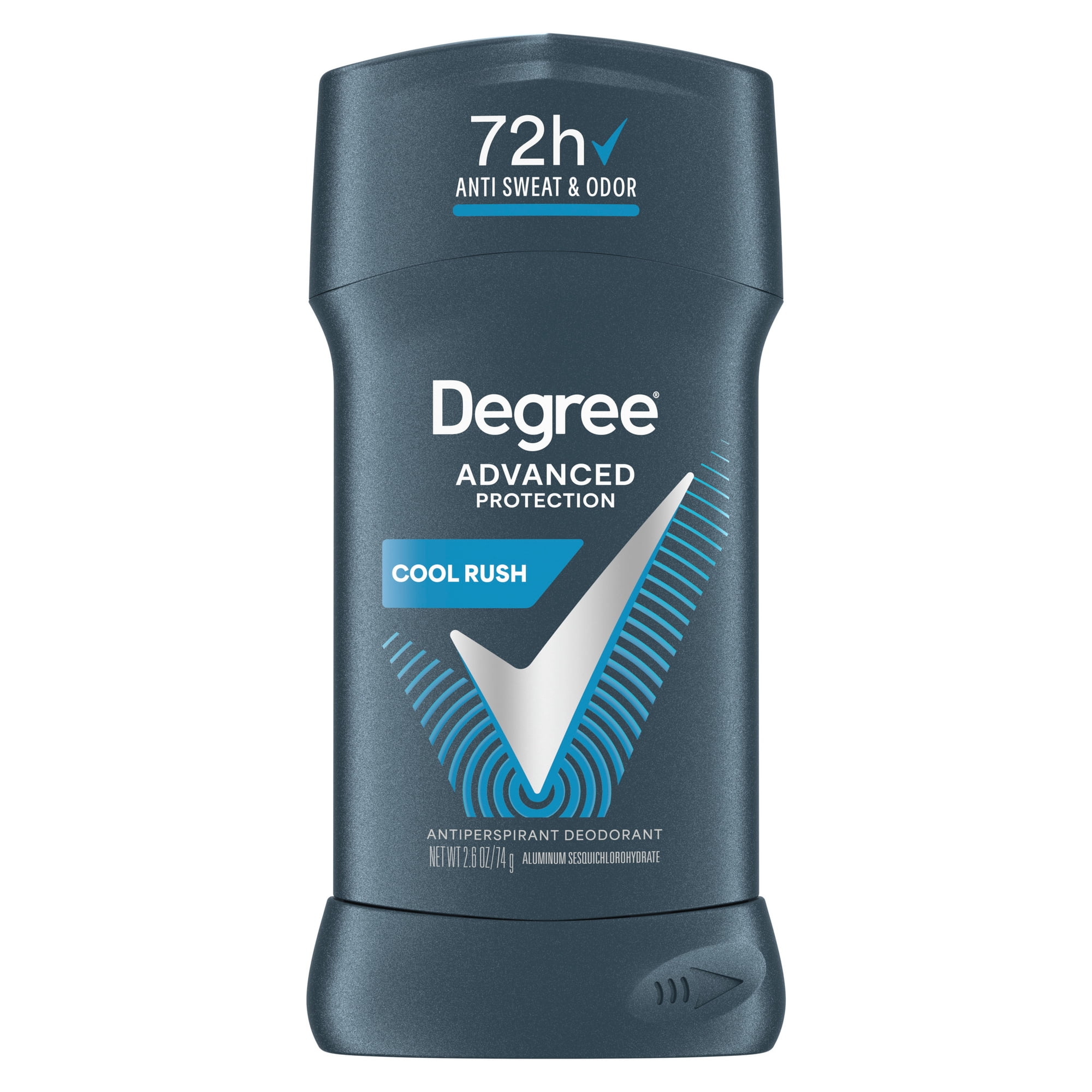 Degree Men Antiperspirant Deodorant 72-Hour Sweat And Odor Protection Cool Rush Antiperspirant For Men With Body Heat Activated Technology, 2.6 oz