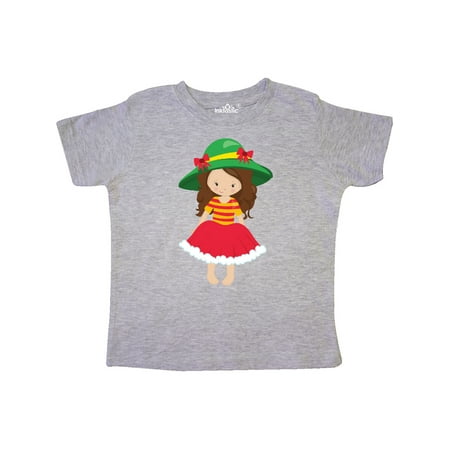 

Inktastic Cute Girl Brown Hair Red Skirt Green Hat Gift Toddler Toddler Girl T-Shirt