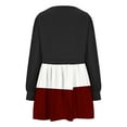 thumbnail image 5 of Elainilye Fashion Dresses for Women 2024 Casual Sweatshirt Long Sleeve Dress Round-Neck Ladies Patchwork Mini Dresses,Red, 5 of 6