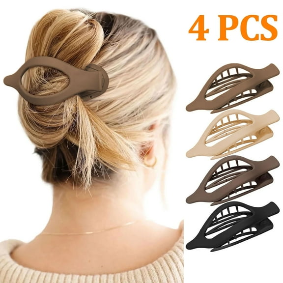 Hair Clips - 4Pcs Side Slide Volume Clips for Women Girls,Flat Hair Clips for Women,Strong Hold No Slip Grip, Thick or Thin Hair (Matte Finish, L:4.6 IN, W:1.97IN)