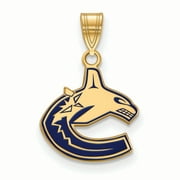 Sterling Silver Gold-plated NHL LogoArt Vancouver Canucks Small Enameled Pendant QGP017CUC