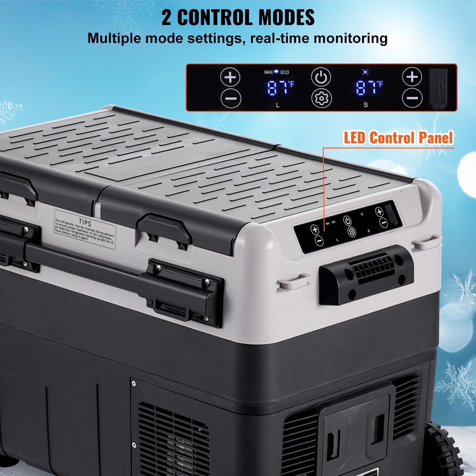 KFFKFF 12V Car Refrigerator ,  52.8 QT Portable Fridge Freezer,  12/24V DC 110~240V AC -4℉ to 68℉ for RV Camping, Travel, Truck, Home