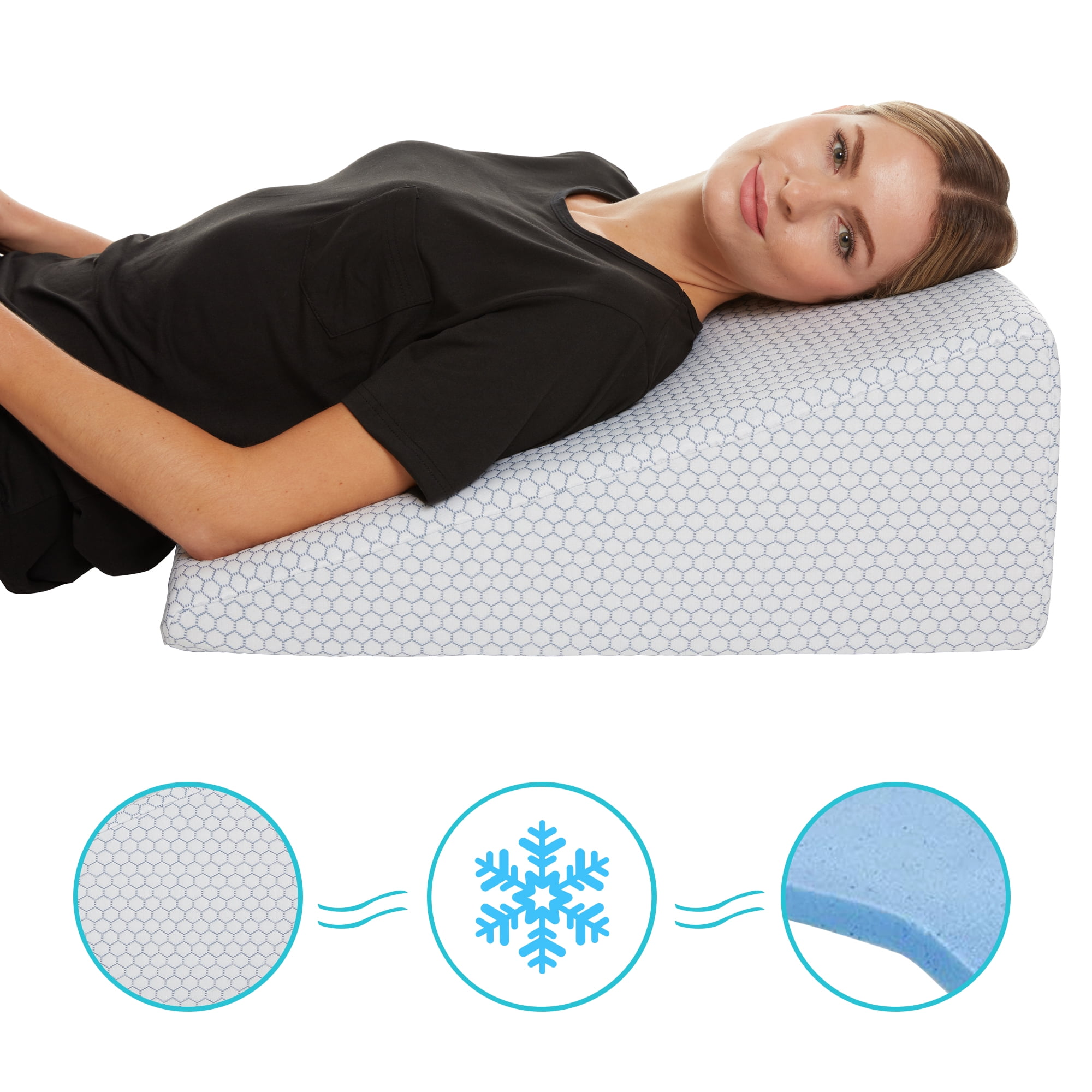Buy All Sett Health Memory Foam Wedge Pillow, Cooling Technology Online