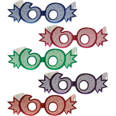 60Glittered Foil Eyeglasses (Pack of 25)