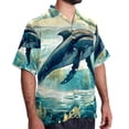 thumbnail image 2 of Whale Men's Short Sleeve Hawaiian Shirt, Casual Printed Button Down Beach Tops for Summer, Spread Collar Mens Shirts Unisex, 2 of 6