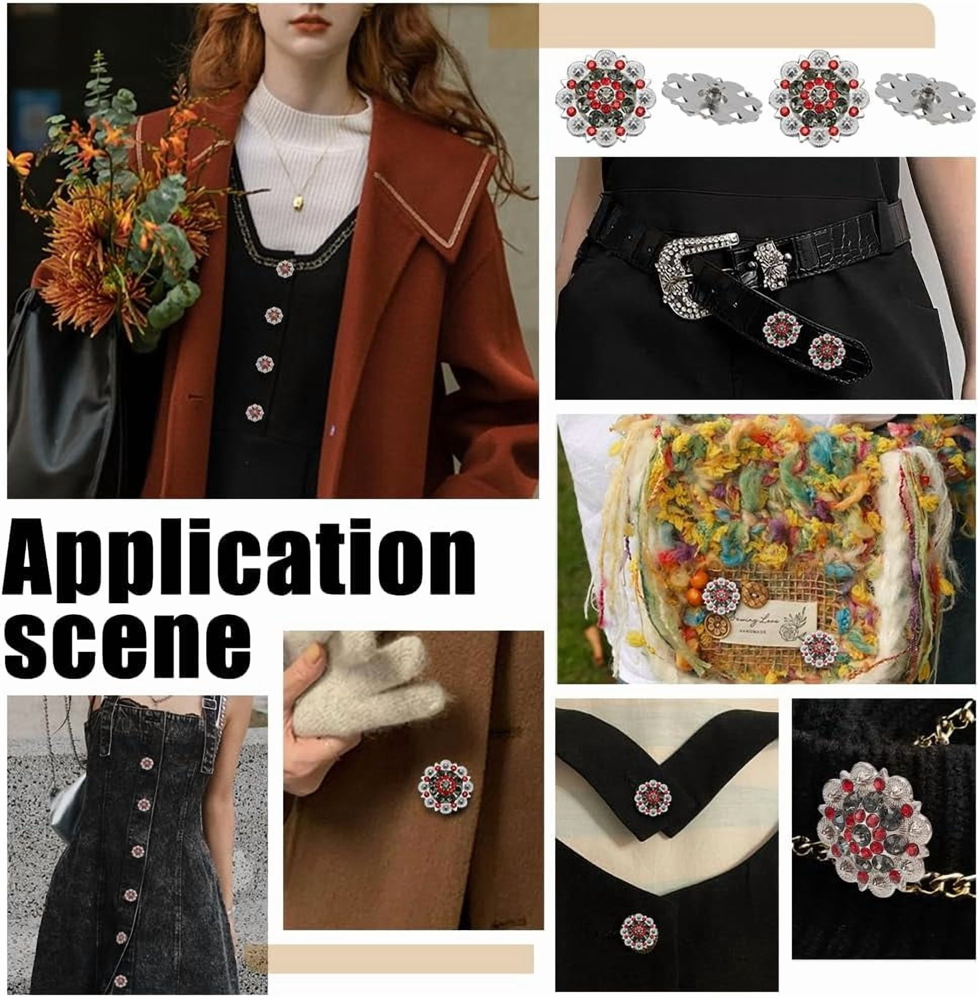 20 Pcs 37mm Screw Back Buttons Rhinestone Decorative Buttons Decorative Buckles for DIY Leather Accessories Wallets Belts Vests Bags Red for diy