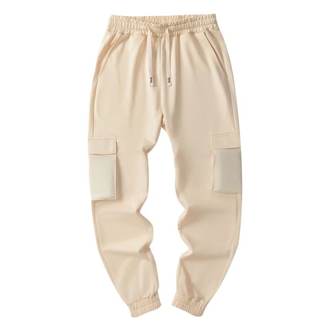 Mefallenssiah Men'S Fashion Drawstring Elastic Waist Multi-Pocket Casual Sweat Length Pants