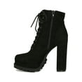 thumbnail image 4 of Women Nubuck Almond Toe Lace Up Platform Chunky Heel Ankle Boot 19051, 4 of 6