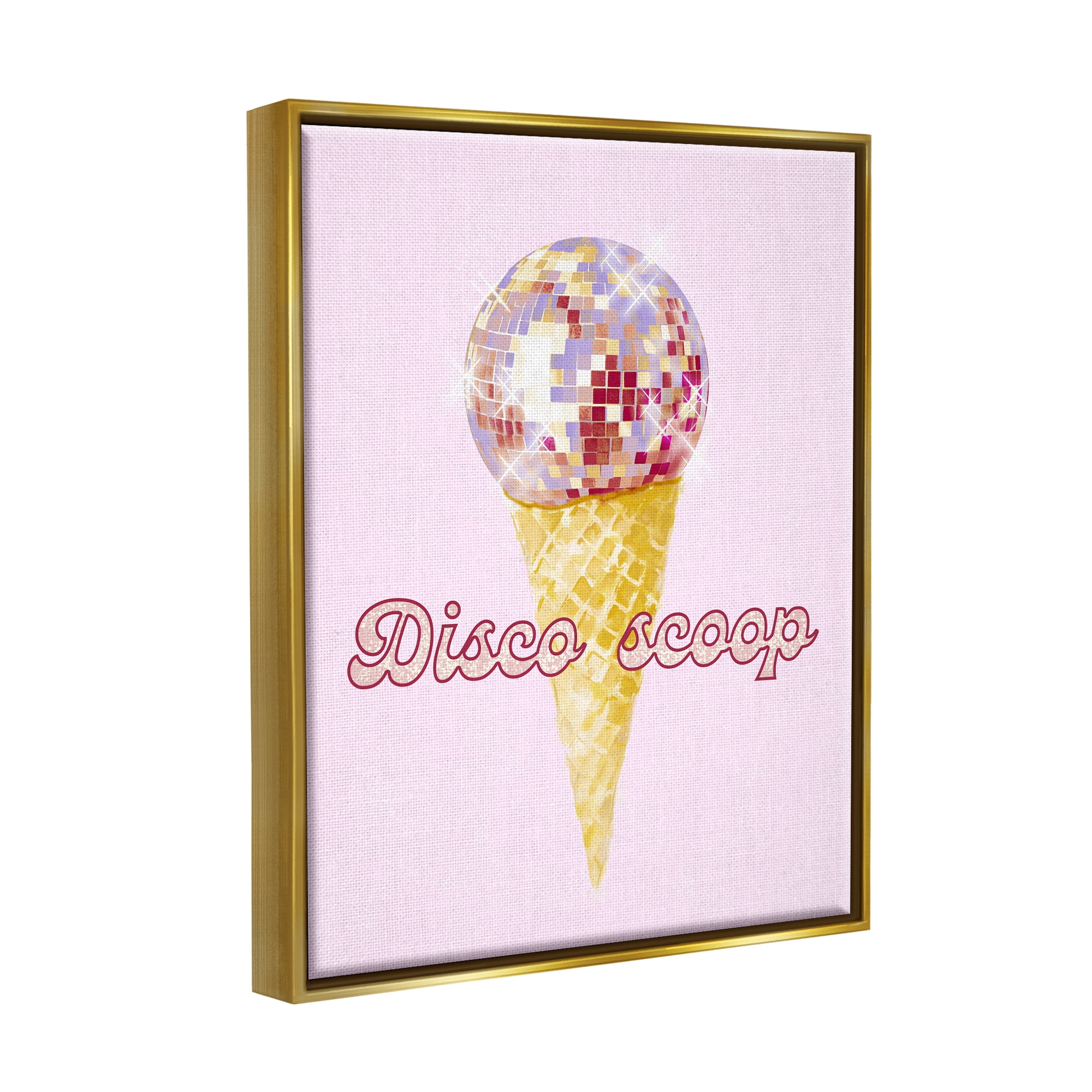 Stupell Industries Disco Scoop Ice Cream Food & Beverage Painting Gold Floater Framed Canvas Art Print Wall Art, 25 x 31