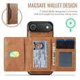 thumbnail image 3 of Case For IPhone Air Funda Protectora RFID de 6,5" con Ranuras para 7 Tarjetas Magsafe, Soporte 2 en 1, Funda Protectora de Cuero Desmontable a Prueba de Golpes, Marrón, For IPhone Air, 3 of 7
