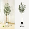 thumbnail image 4 of Olive Trees Artificial Indoor, 7FT Tall Faux Silk Plant White Planter, Fake Olive Trees with Natural Wood Trunk and Green Fake Moss for Home Office Decor, 4 of 6