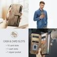 thumbnail image 4 of Wallet Case Compatible with Samsung Galaxy Note 10 Plus, Multifunctional Magnetic Closure Folio Case, [RFID Blocking] Durable PU Leather Flip Lanyard Strap Wristlet Zipper Card Holder Case, Brown, 4 of 10