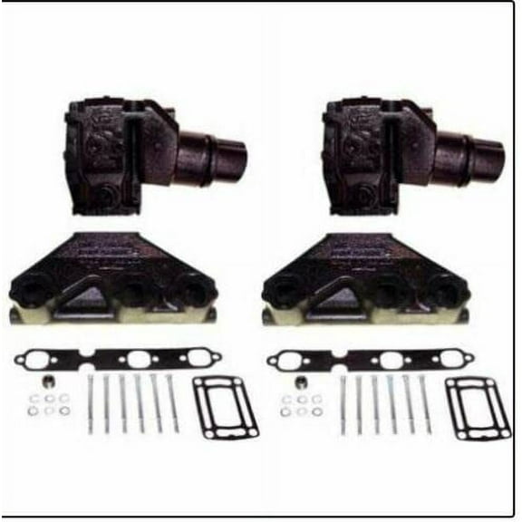 Exhaust Manifold Set with Risers/Elbows for Volvo Penta 4.3L, 1992 and Newer (With 7.8 Inch Tall Risers/ Elbows) by FASWORX