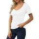 thumbnail image 4 of Ploknplq Tshirts Shirts for Women,Going Out Tops for Women,Shirts for Women,Women'S Solid Color V Neck Fashion Sexy Short Sleeve T Shirt,Womens Blouses,Loose Shirts for Women White XL, 4 of 6