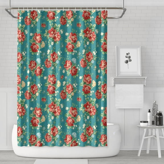 Boho Style Shower Curtain Pioneer Floral Floral Vintage Retro Shower Curtain for Bathroom Home Decor Bathtubs Waterproof Fabric Curtain with 12 Hooks 72x72in