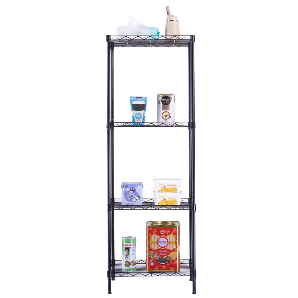 Ktaxon 4-Tier Storage Rack, Garage Wire Shelving Metal Shelves Storage Unit Black, 17.3"D x 11.4"W x 50.4"H