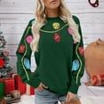 thumbnail image 2 of Tiweut Casual Sweatshirts for Women Sequin Festival Light Long Sleeve Shirt Holiday Crewneck Pullover Tops,Green,L, 2 of 4