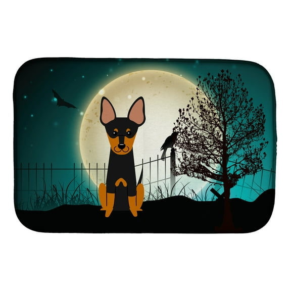 Halloween Scary English Toy Terrier Dish Drying Mat