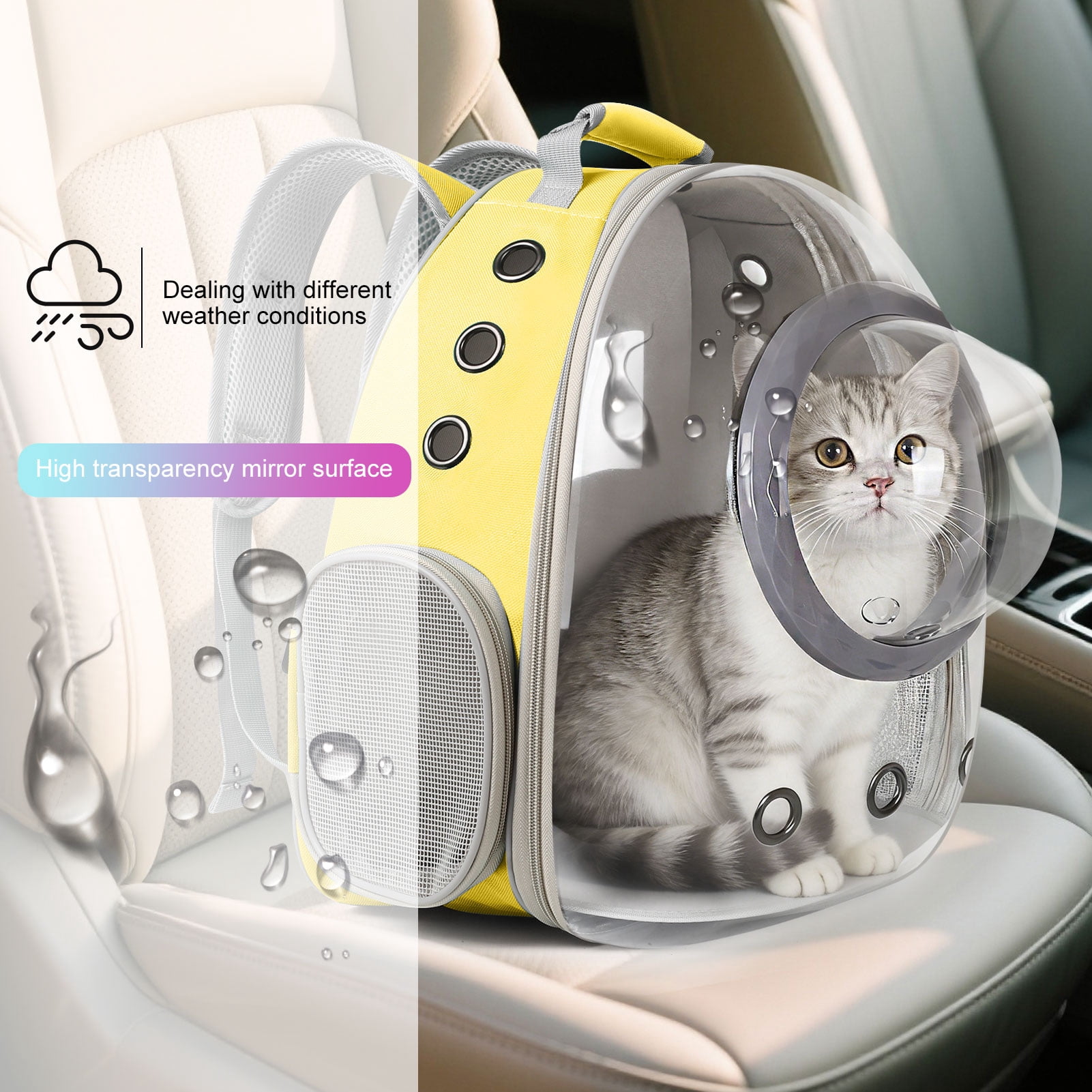 Space Capsule Bubble Dome Pet Carrier Backpack with Extra Soft Pillow, 12 lb Limit, Pink