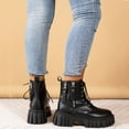 thumbnail image 2 of VBARHMQRT Chaussures pour Femmes Mode Semelle Épaisse Bottes Mi-Longues Manches Longues Peluche Chaudes Bottes de Neige Extérieures, 2 of 7