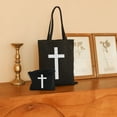 thumbnail image 2 of GOSMITH 2 Pcs Canvas Tote Bags Cute Aesthetic Tote Bags with Zipper for Women Christian Cross Jesus Christ Cross Christians Black, 2 of 8